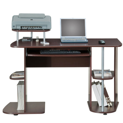 Ergonomic Deluxe Home Office Computer Desk - Chocolate Brown