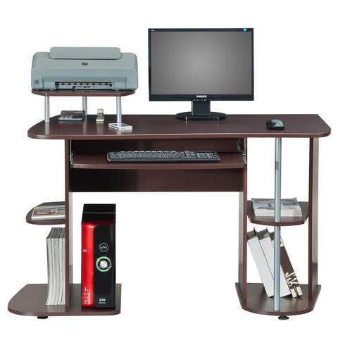 Ergonomic Deluxe Home Office Computer Desk - Chocolate Brown