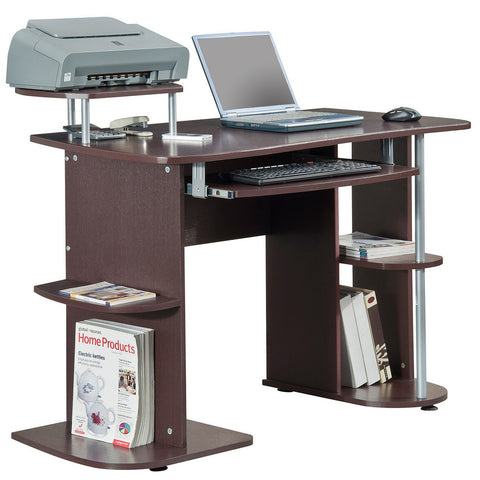 Ergonomic Deluxe Home Office Computer Desk - Chocolate Brown
