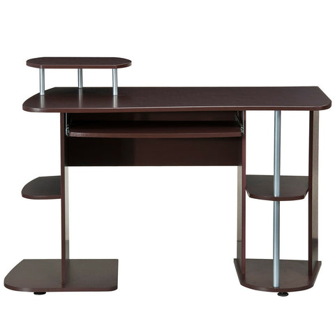 Ergonomic Deluxe Home Office Computer Desk - Chocolate Brown