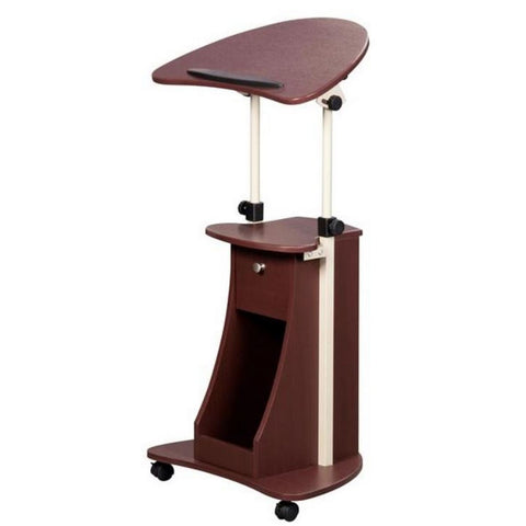 Urban Designs Sit-to-Stand Rolling Adjustable Laptop Cart With Storage - Chocolate
