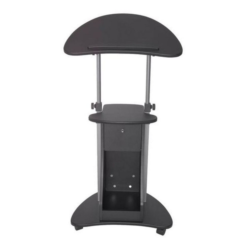 Urban Designs Sit-to-Stand Rolling Adjustable Laptop Cart With Storage - Black