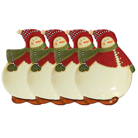Snowman Delight Collection Hors D' Oeuvre Christmas Dessert Plate (Set of 4)