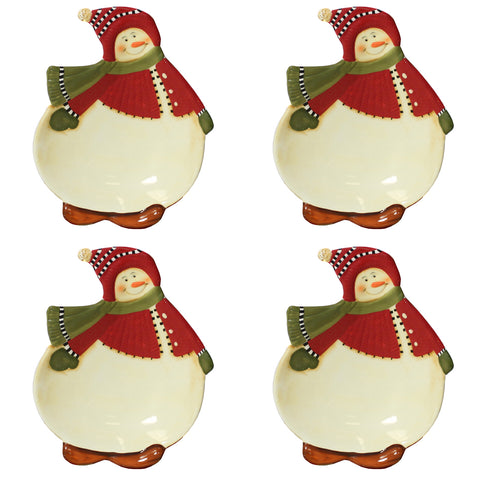 Snowman Delight Collection Hors D' Oeuvre Christmas Dessert Plate (Set of 4)