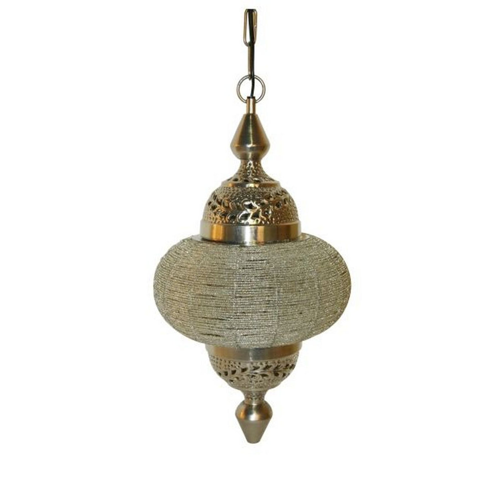 Urban Designs Handcrafted Hanging Chain Clear Beads Ceiling Lamp