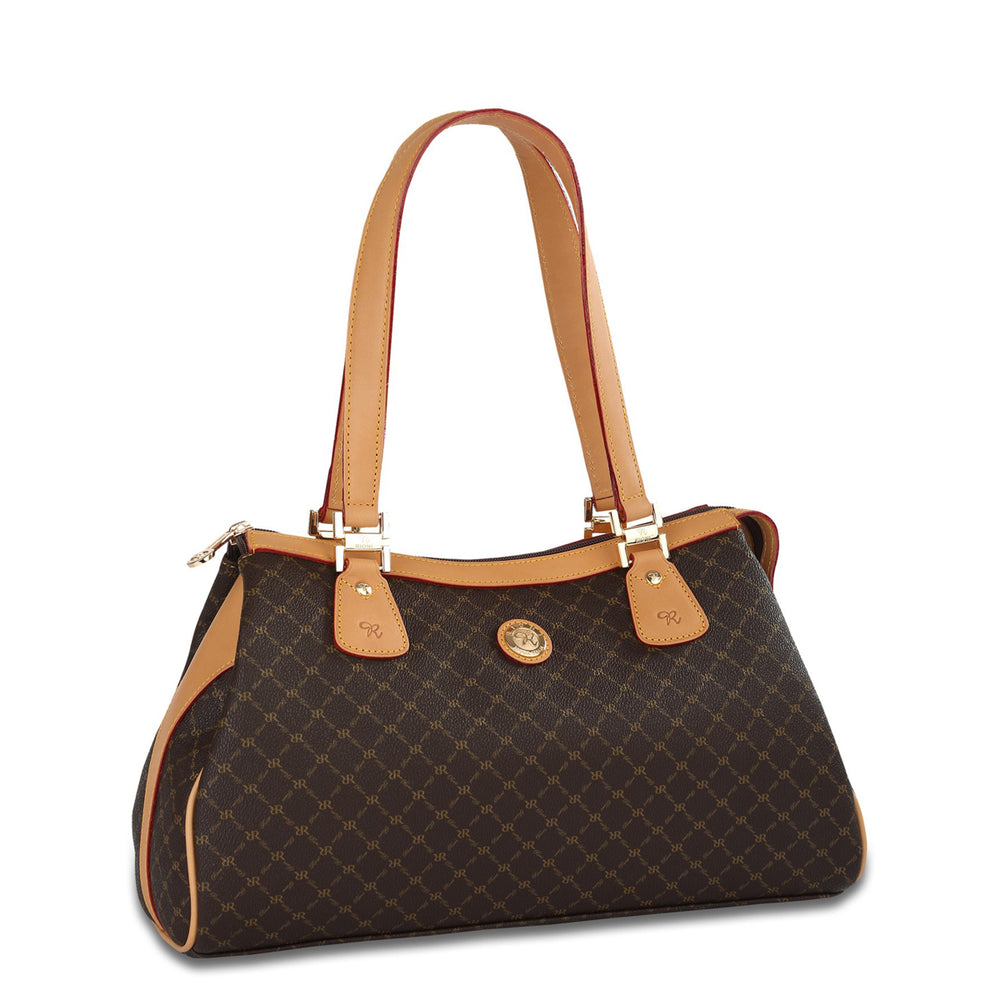 Rioni Signature Large Dual Handle Bag Purse - Signature Brown