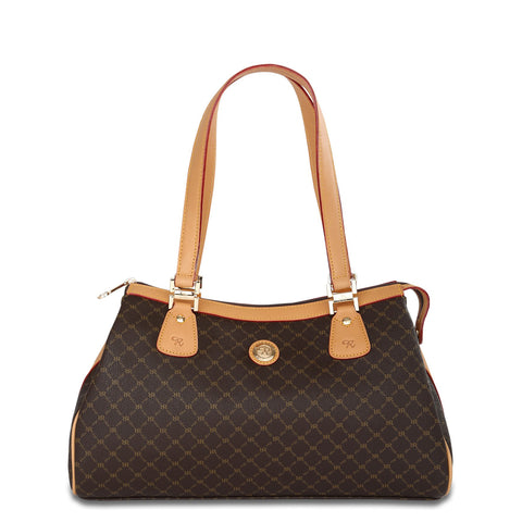 Rioni Signature Large Dual Handle Bag Purse - Signature Brown