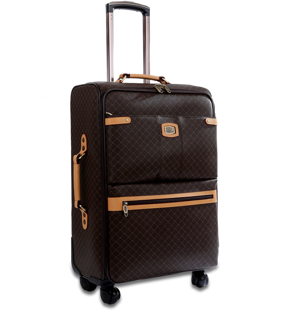 Rioni Signature 21" Upright Spinner Luggage Suitcase - Signature Brown