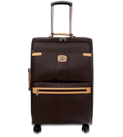 Rioni Signature 21" Upright Spinner Luggage Suitcase - Signature Brown